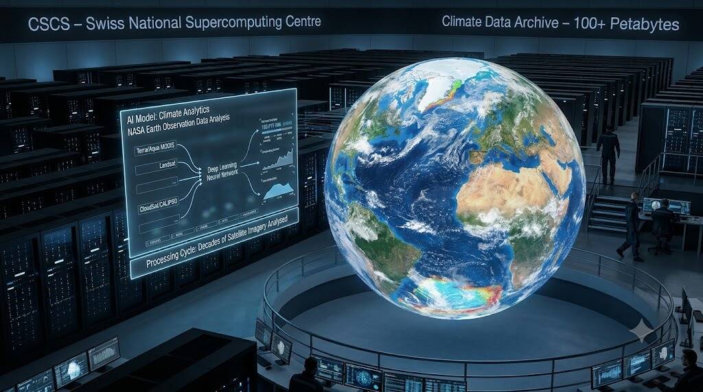 100 петабайт NASA переехали в Швейцарию ради ИИ и прогноза погоды 1 голографический глобус, информационный дисплей, операционная панель