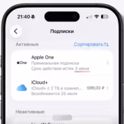 Подписки iPhone в разделе подписки, отображается Apple One и iCloud+