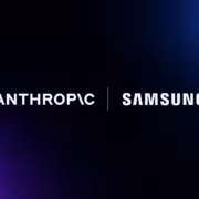 Логотипы Anthropic и Samsung на тёмном фоне