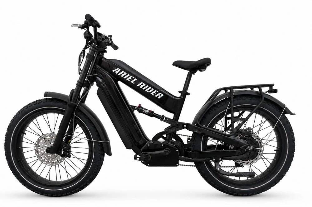 Черный электровелосипед Ariel Rider MUDD 72V крупным планом
