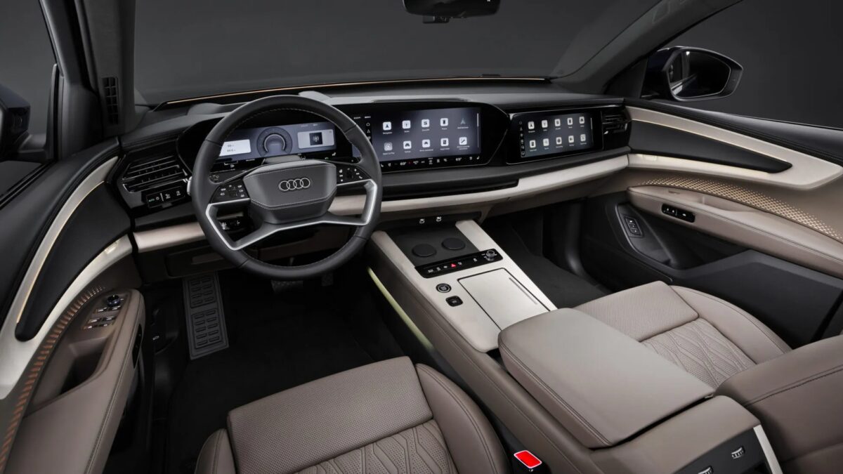 Интерьер Audi Q9 с цифровой панелью и кожаными сиденьями