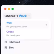 ChatGPT Work объединит браузер, Codex и задачи по расписанию в одном окне 4 Интерфейс ChatGPT Work на компьютере. Название ChatGPT Work, вкладки и иконки