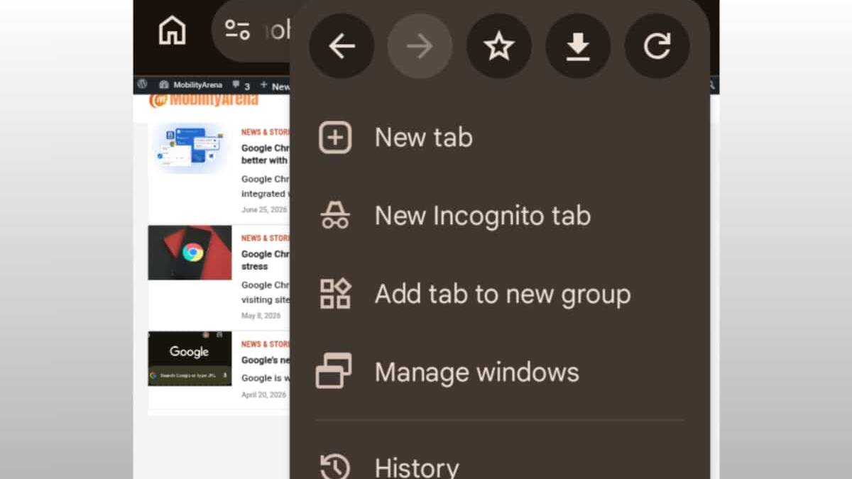 Chrome получил кнопку «Назад», а Google Photos стал похож на One UI на Galaxy 2 Меню Chrome с опциями: новая вкладка и управление окнами