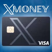 Кредитная карта X Money с логотипом на чёрном фоне