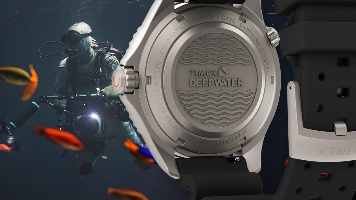 Дайверские часы Timex Deepwater Meridian 300 получили титан и клапан для 300 м 3 Часы Timex Deepwater Meridian 300 на черном ремешке крупный керосинец