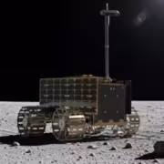 Луноход ESA на луне с солнечной панелью и антенной