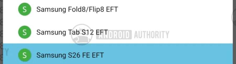 Galaxy S26 FE и Tab S12 всплыли в Google до анонса 3 Список устройств Samsung Galaxy S26 FE и Tab S12 в цветной выделенной строке