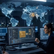 Два специалиста в центре управления Linux системы