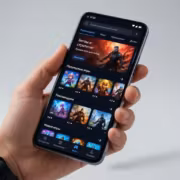 Мужчина держит смартфон с приложением RuStore на экране