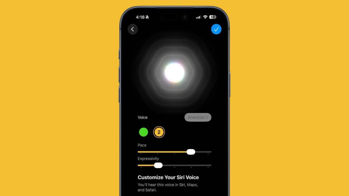 Настройка голоса Siri на iPhone с iOS 27 beta 3