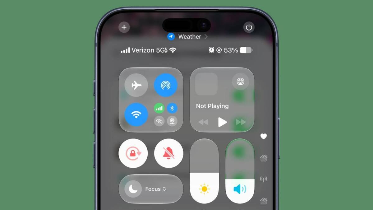Центр управления iPhone с iOS 27 beta 3 и настройками