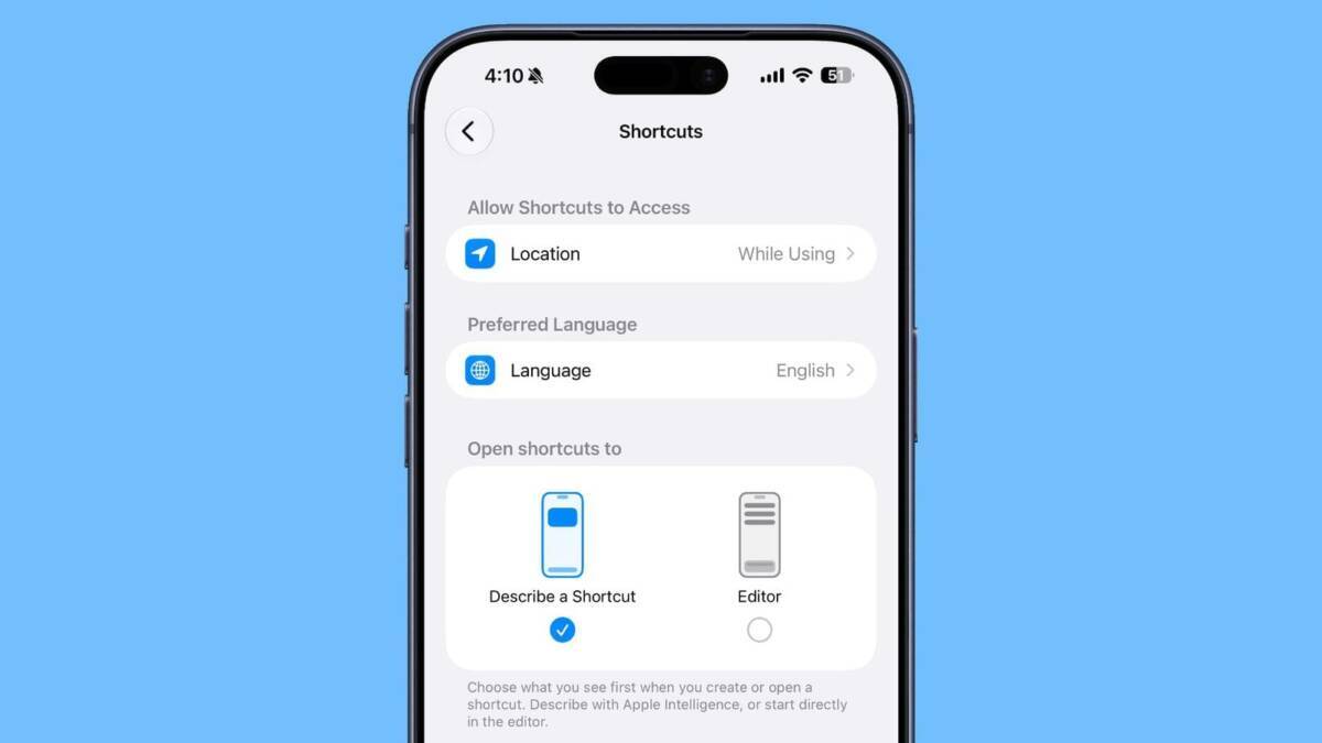 Настройки быстрых команд на iPhone с iOS 27 beta 3