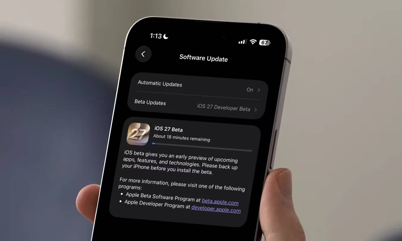 Обновление iOS 27 Beta на iPhone в настройках программного обеспечения