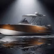 Катер Ginom Day Cruiser внутри цеха с водой