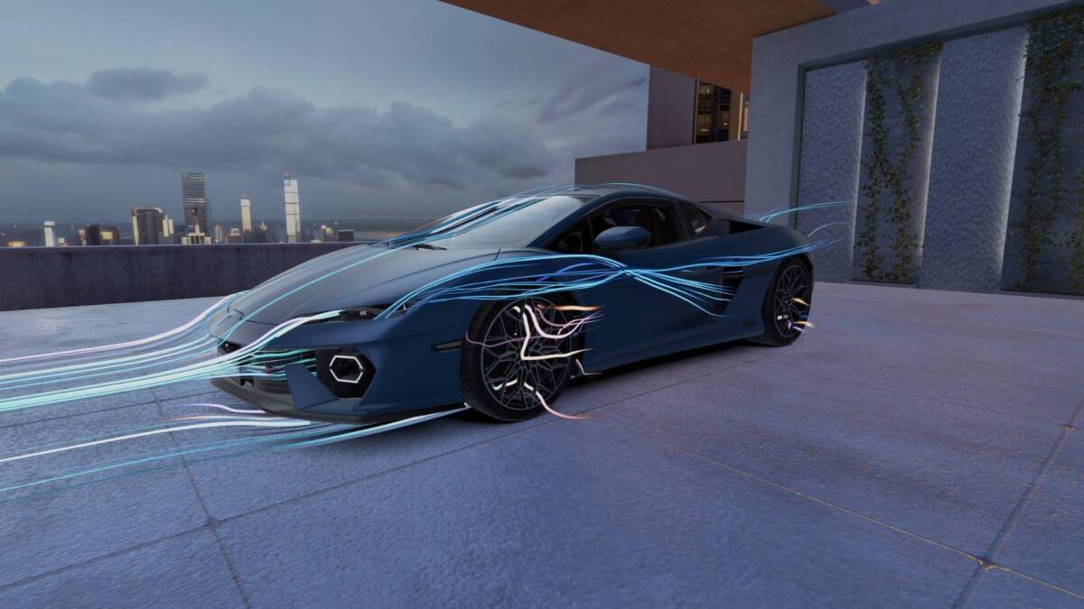 Lamborghini запустила приложение для Apple Vision Pro с суперкарами в масштабе 1:1 1 Электрическая спортивная машина с светящимися линиями