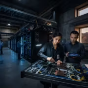 Лос-Аламос тестирует чипы Nvidia перед суперкомпьютерами Mission и Vision 2 Технические специалисты работают с чипами Nvidia в серверной