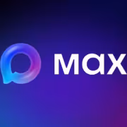 Логотип Max и текст Max на фоне градиента