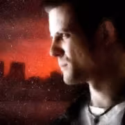 Мужчина смотрит в окно через грязное стекло Max Payne