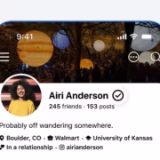 Профиль Facebook Airi Anderson с фото и иконками