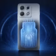 Модель смартфона Motorola Edge 70 Max с четырьмя камерами и сенсорной областью на задней панели