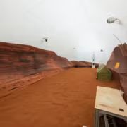 Комната в марсианском модуле NASA с синими камерами
