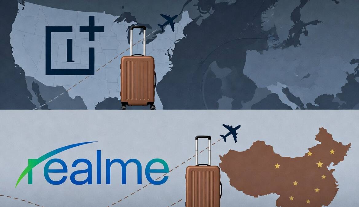 OnePlus может свернуть почти везде к 2027 году, а Realme уйдёт из Китая 1 Слева карта США, справа карта Китая, путешествие с чемоданом