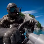 Остров Уэйк вернётся 21 июля. Battlefield 6 показала морские бои на самой большой карте серии 8 Мужчина в шлеме и гидрокостюме на мотоцикле в море Battlefield 6