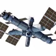 Международная космическая станция с солнечными панелями