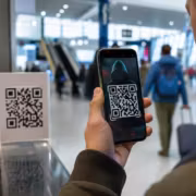 QR-код в duty-free увёл пассажиров на фишинговые сайты 2 Мужчина сканирует QR-код для покупки duty-free