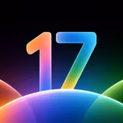Цифра 17 и цветные градиенты на черном фоне