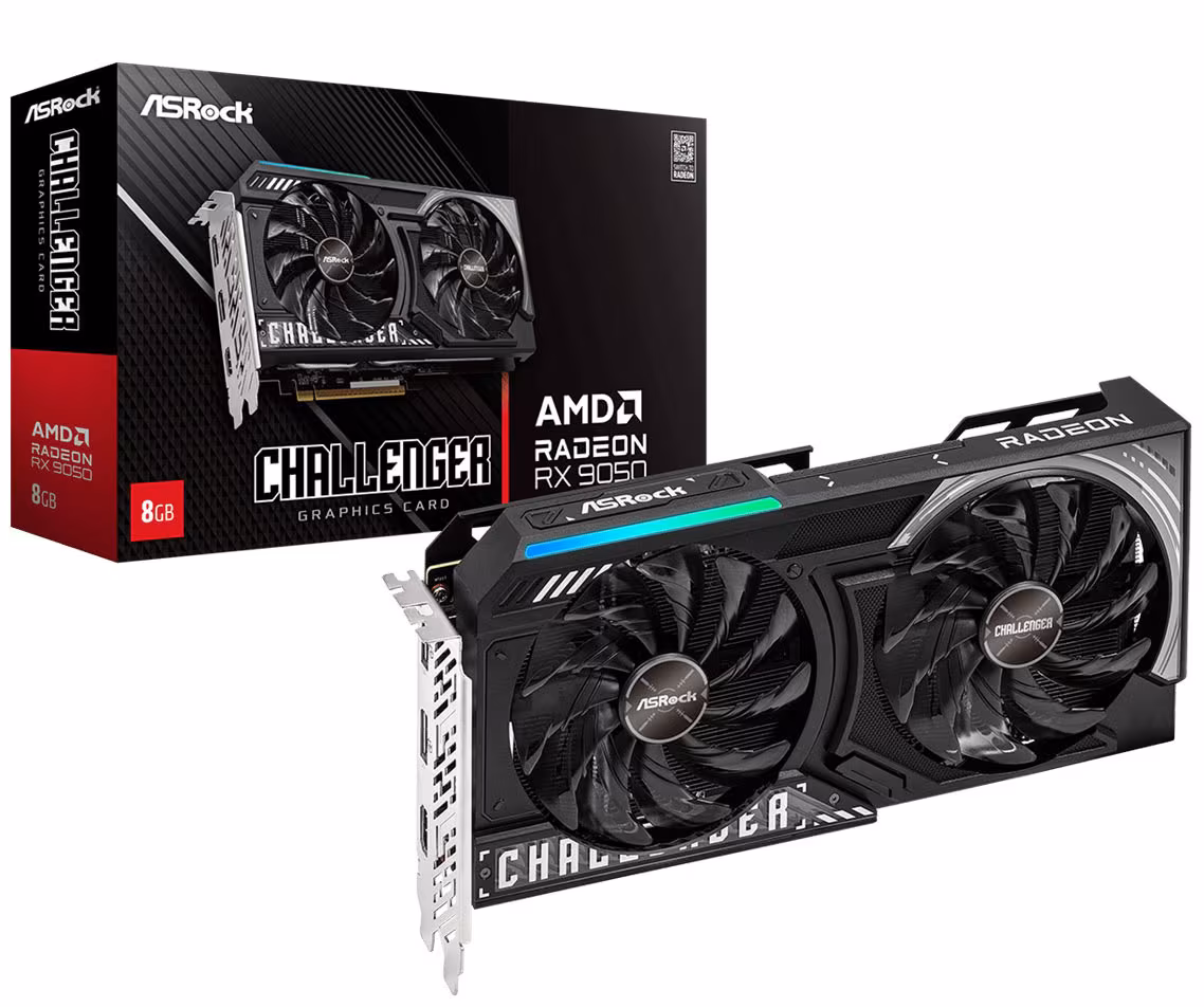 Самая слабая видеокарта актуального поколения? Sapphire, ASRock и PowerColor показали версии Radeon RX 9050 3 Видеокарта ASRock Challenger Radeon RX 9050 крупный план