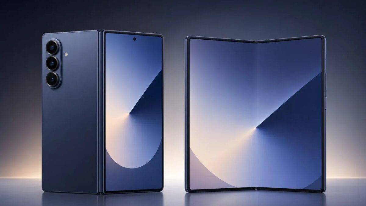 Складной смартфон Samsung Galaxy Z Fold 8 Ultra закрытый и раскрытый