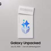 Объявление Samsung Galaxy Unpacked 2026 с изображением коробки и билета
