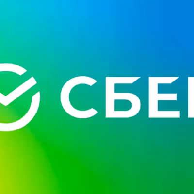 Логотип Сбер с зеленым градиентом и иконкой проверки