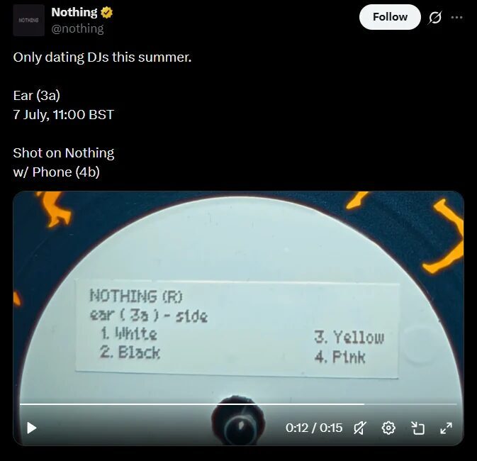 Наушники Nothing Ear (3a) выйдут 7 июля в 4 цветах