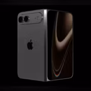 Складной смартфон iPhone Ultra на черном фоне