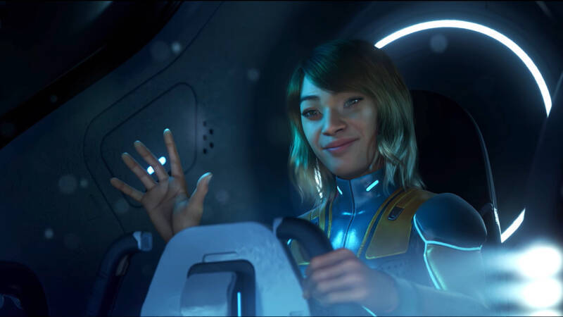 Космический пилот в кресле с панелью Subnautica 2