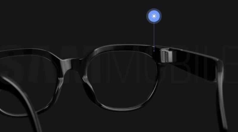 Черные умные очки Samsung Galaxy Glasses с голубой подсветкой
