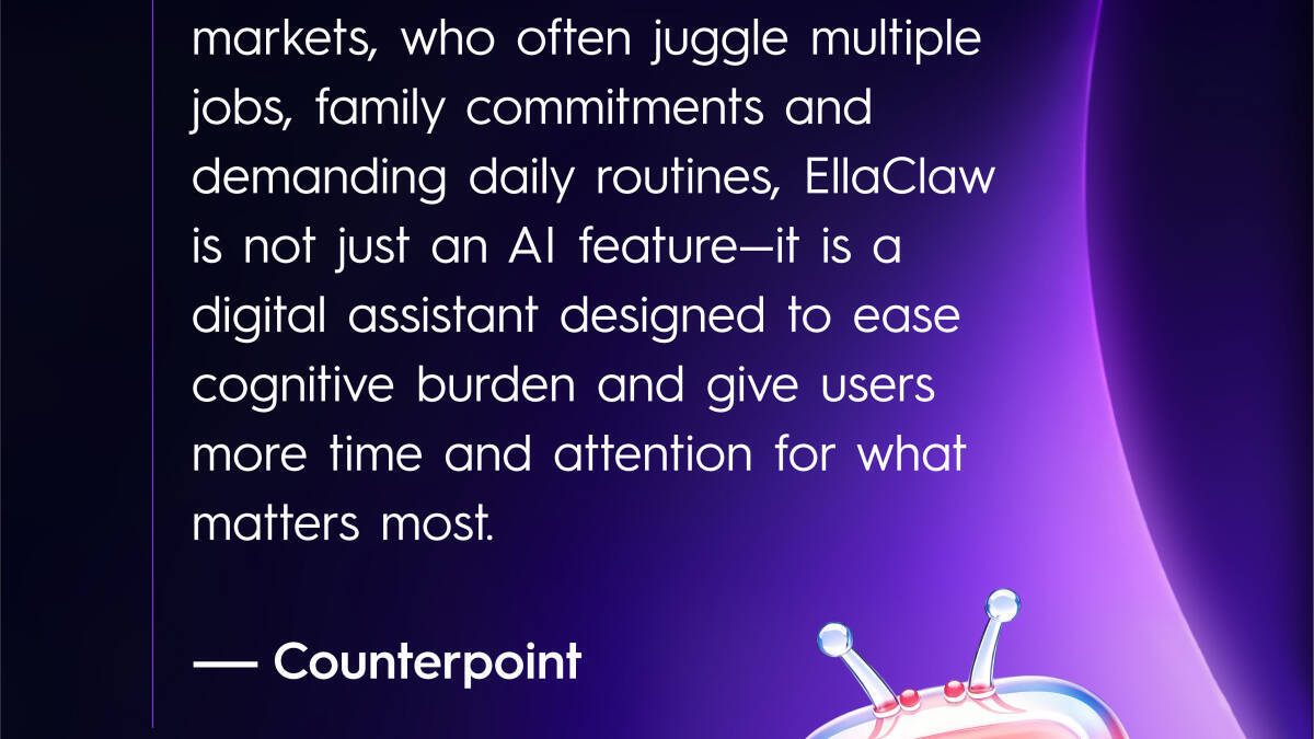 Смартфоны готовят к новой роли: Counterpoint ставит на ИИ-агентов вместо камер 4 Маленький робот-асистент EllaClaw на синем фоне