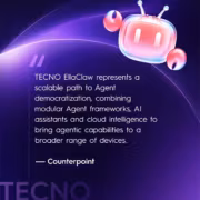 Облако графики с энергетическими линиями над тёмным фоном TECNO EllaClaw
