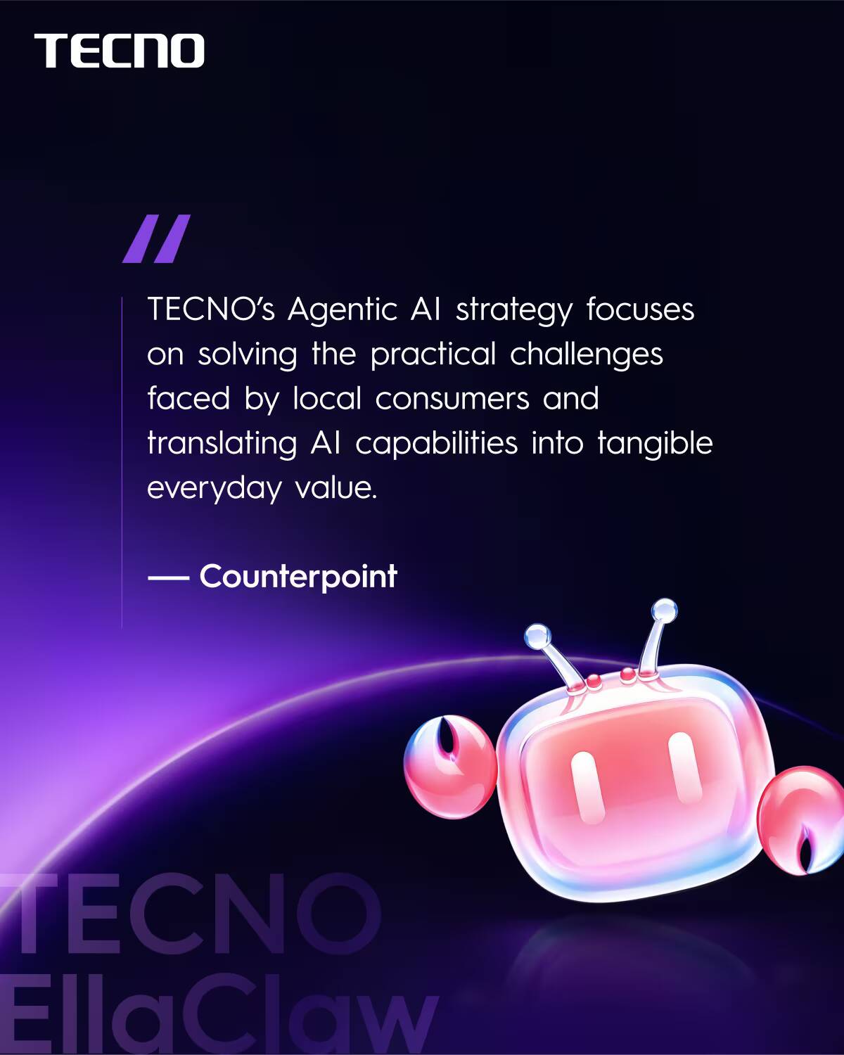 Робот-помощник с антенной и дисплеем TECNO Counterpoint
