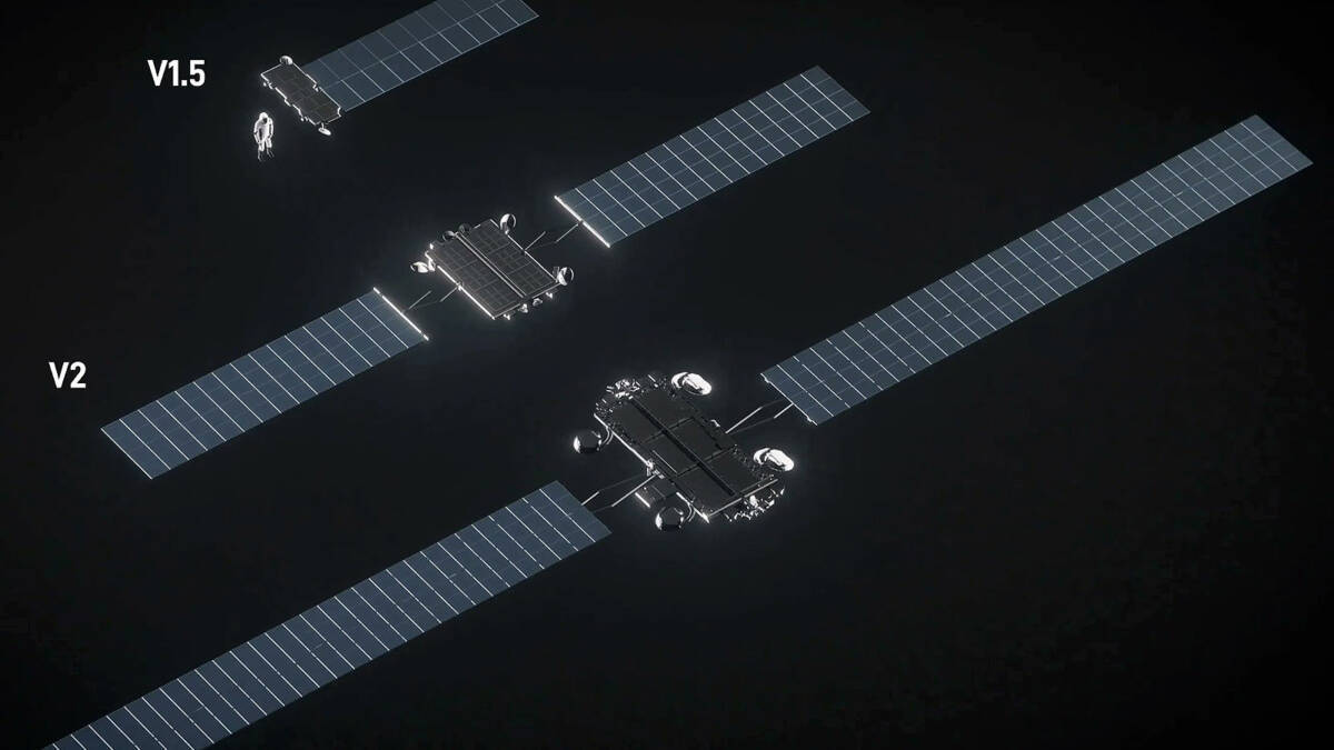 100 000 спутников и 4 Тбит/с. SpaceX просит одобрить Starlink Gen3 1 Космический спутник SpaceX Starlink Gen3 с солнечными панелями
