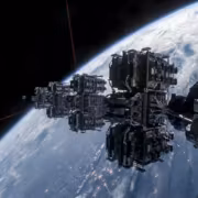 кадры космической станции и Земли SpaceX в окне космического корабля
