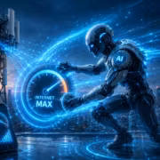 Робот с искусственным интеллектом и смартфон интернет MAX