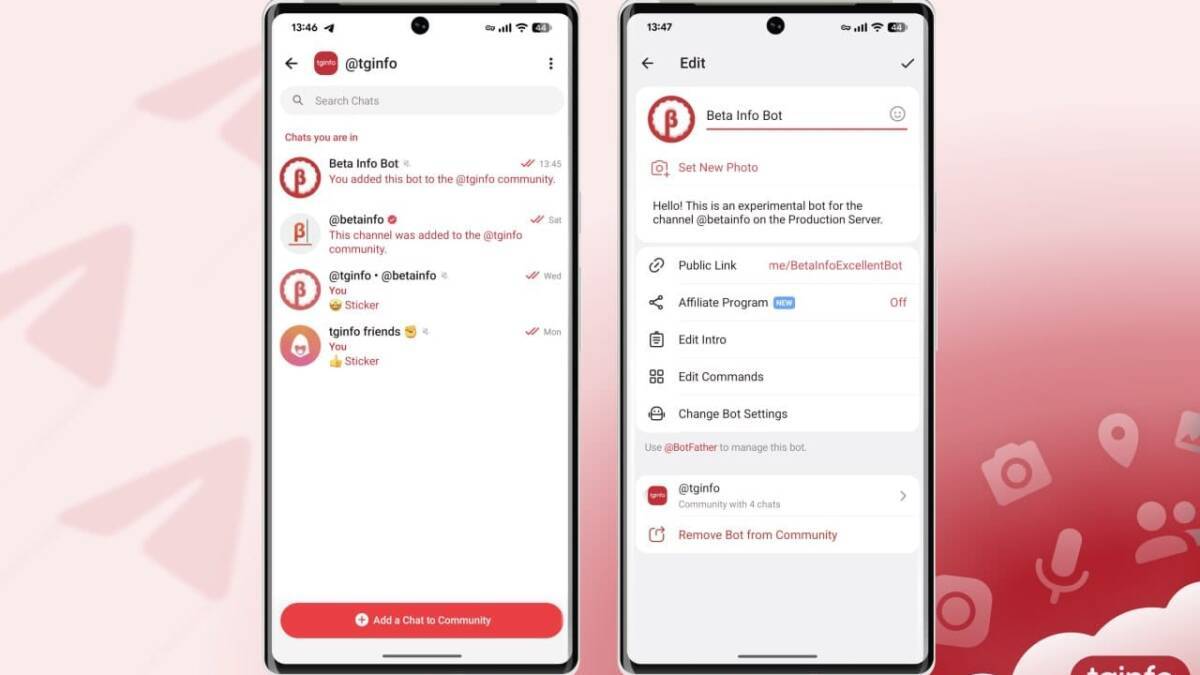 Telegram тестирует сообщества для каналов, чатов и ботов по схеме Discord 6 Экран с настройками бота в Телеграм для сообщества