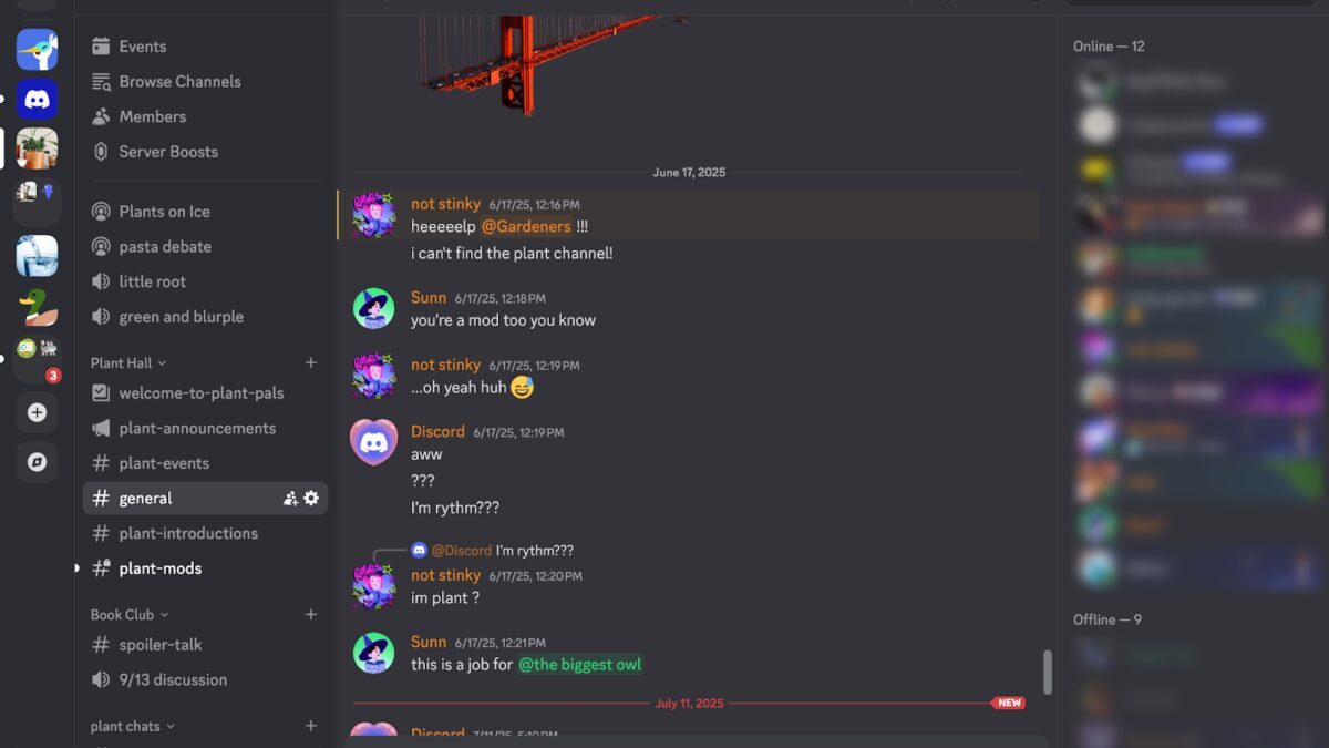 Telegram тестирует сообщества для каналов, чатов и ботов по схеме Discord 7 Демонстрация чата Discord в мобильной версии приложения Plant Pals