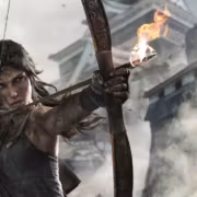 Лара Крофт с луком в боевой позе для Tomb Raider на Switch 2