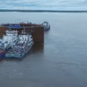 В Якутии поставили второй коффердам для моста через Лену 5 коффердам для моста через Лена 2-я часть