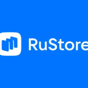 Логотип RuStore на синем фоне с названием