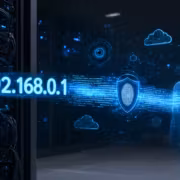 серверная комната с оборудованием и сетевыми кабелями